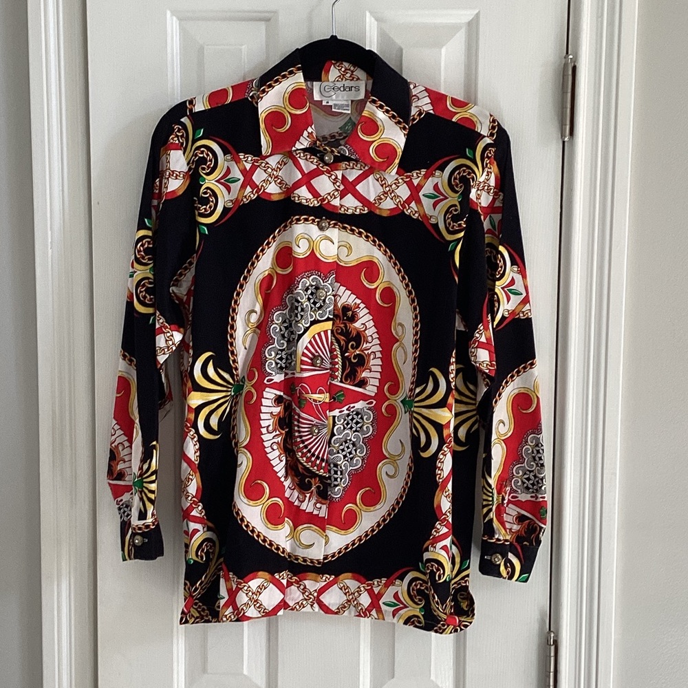Cedars Vintage Multicolor Equestrian Chain Link Shirt
